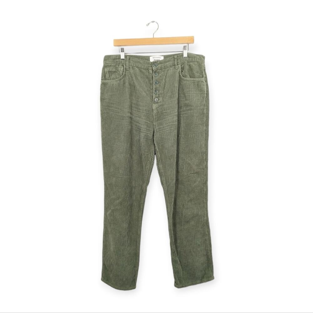 Reformation Cynthia Moss Green Button Fly High Rise Corduroy Pants Size 31